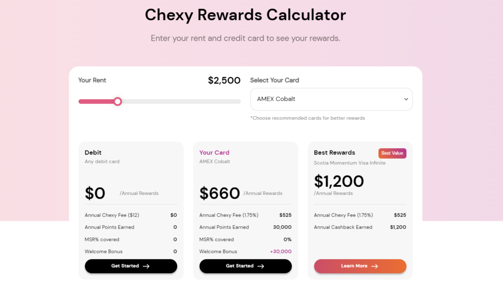 Chexy Rewards Calculator